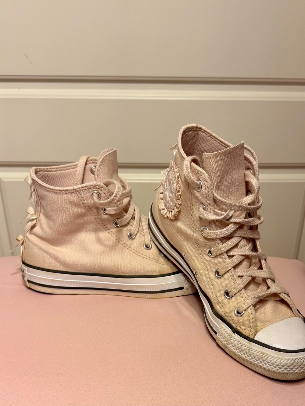 Converse Blush Pink Ruffles & Bows High-Top Canvas Sneakers